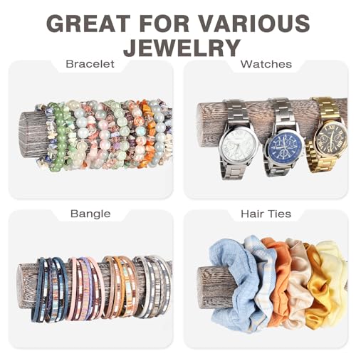 LadyRosian 4 Tier Wooden Display Jewelry Accessory Stand Jewelry Bracelet Holder Bangle Watch Necklace Storage Jewelry Holder Stand Display Organizer, (Antique White-4 layers) - color: Antique White 4-Tier