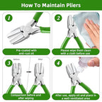 URSKYTOUS 2Pcs Jewelry Pliers Set Jewelry Making Tools Kit Include Nylon Jaw Pliers 6 In 1 Bail Making Plier for Beading Looping Shaping Wire DIY Crafts Rings Jewelry Making Supplies (Blue-Green) - color: Mk Blue,green
