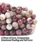 70PCS Natural 8MM Healing Gemstone, Plum Blossom Tourmaline Energy Stone Round Loose Beads, Semi-Precious Crystal Beads with Free Elastic String for Jewelry Making DIY - color: Plum Blossom Tourmaline