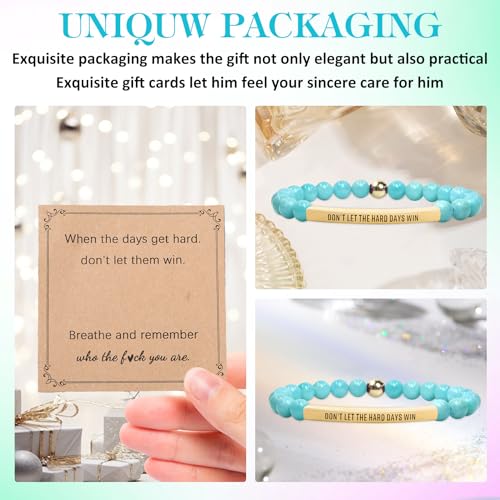 INSYOHO Dont Let the Hard Days Win Bracelet – Inspirational Healing Crystal Bracelet for Women & Men, Agate & Amethyst Beaded Adjustable, Motivational Gift for Stress Relief & Positivity - color: aquamarine