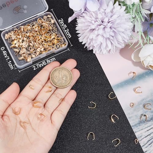 Beebeecraft 1 Box 200Pcs Snap on Bails 18K Gold Plated Open Pinch Clip Bail Clasp Connectors Pendant Charm for DIY Necklace Jewelry Making - color: Golden#6