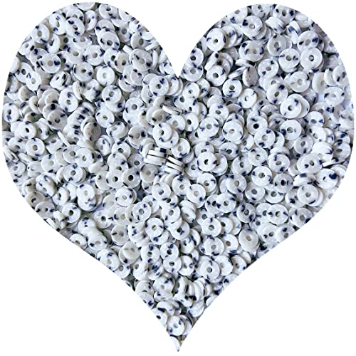 3000Pcs Flat Round Polymer Beads Vinyl Heishi Beads for Jewelry Making Women Necklace Bracelet Earrings(23-White+Grey) - color: 23-White+Grey
