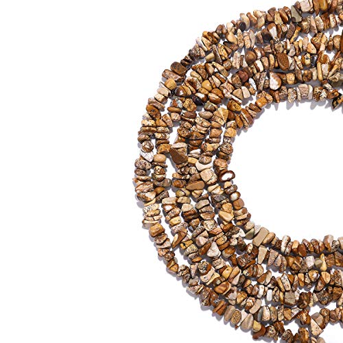 BEADIA Irregular Natural Brown Picture Jasper Stone Loose Semi Gemstone Beads for Jewelry Making 5-8mm 80cm - color: Brown Picture Jasper, size: 5-8mm 80cm
