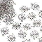 60Pcs Flower Connector Charms, Sliver Alloy Daisy Flower Double Loop Pendants Alloy Links Connectors for Jewelry Making