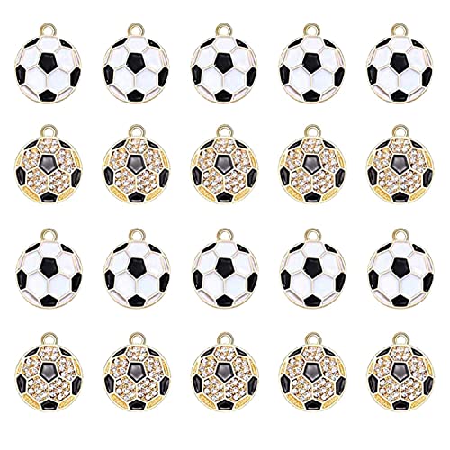 20PCS Sports Charms Enamel Basketball Baseball Pendant Charms for Jewelry Making Rhinestone Ball Game Softball Charms for Necklace Bracelet Earrings DIY Crafts - color: Set 2