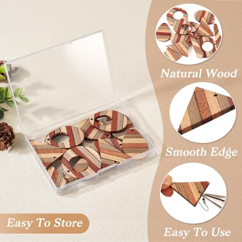 Beadthoven 12pcs/6 Pairs Natural Wood Charms DIY Earrings Pendants Colorful Striped Dark Red Rustic Wooden Pendants Mix Wood Pieces for DIY Jewelry Making Bohemian Earrings Necklace Accessories - color: Dark Red Brown