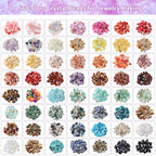 QUEFE 1800pcs 56 Colors Crystal Beads, Ring Making Kit, Gemstone Chip Beads Irregular Natural Stone with Jewelry Making Supplies for DIY Craft Bracelet Necklace Earrings, Craft Gifts - color: 56 Colors