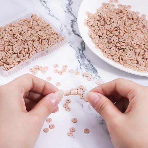 Polymer Clay Beads, 6mm Heishi Bead for Jewelry Bracelets Necklace Making 1000PCS - color: Warm Tan