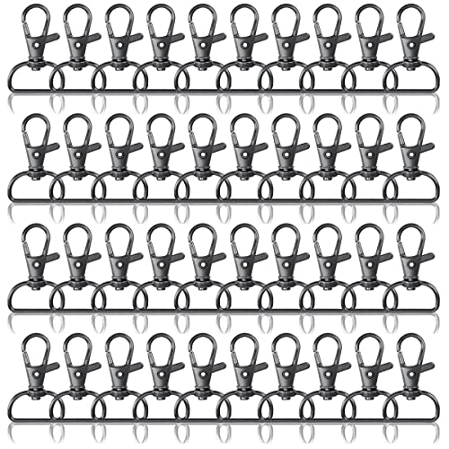 Swivel Snap Hook 35 PCS Black Lanyard Clips Metal Lobster Claw Clasps Keychain Hook with 3/4 INCH D Ring for Macrame Keychain Swivel Clips for Making Key Fobs - color: Black
