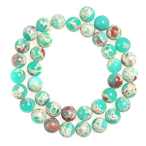 46pcs Green Imperial Jasper Beads for Jewelry Making 8mm Round Stone Beads with Snake Skin - color: Green Imperial Jasper, size: 8mm