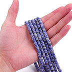 BEADIA Natural Blue Sodalite Spacer Beads Caps Loose Semi Gemstone for Beading Jewelry Making 6mmx3mm 38cm - color: Blue Sodalite, size: Round 6mm x 3mm