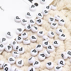 100Pcs Letter Beads 4x7mm White Round Acrylic Alphabet Beads Letter P Beads for Jewelry Making DIY Bracelets Necklaces Key Chains - color: P 100Pcs