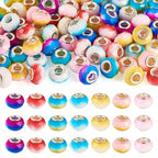 14mm 70pcs Glass European Beads: 7 Colors, Round, Craft Beads for DIY Jewelry Making - color: 70pcs- Gradient