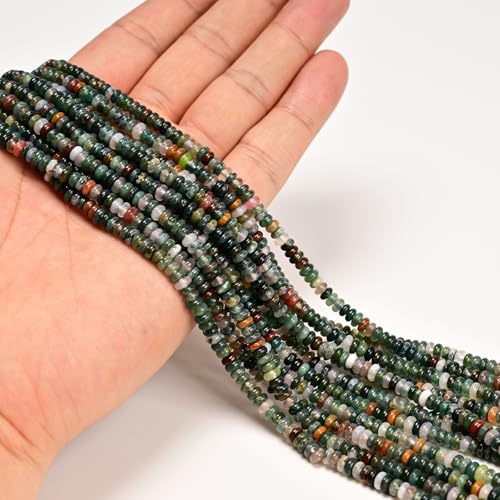 ICAI Beads Natural 2x4mm Rondelle Beads, Abacus Disk Stone Spacer Beads – Loose Natural Gemstone Beads for DIY Bracelet, Necklace, Jewelry Making (India Agate) - color: India Agate, size: 2x4