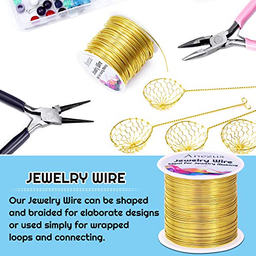 22 Gauge Jewelry Wire, Anezus Craft Wire Tarnish Resistant Copper Beading Wire for Jewelry Making Supplies and Crafting (Gold, 49 Yards/45 Meters) - color: Gold