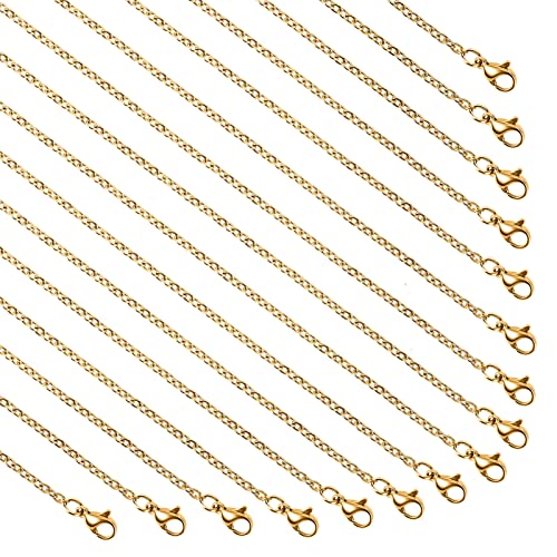 UMAOKANG 20pcs Jewelry Chains Bulk for Men and Women Necklace DIY, Gold Plated Stainless Steel Cable Chain Jewelry Supplies (18 Inches) - color: Gold Cable, size: 18 Inch