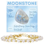 Farfume Crystal Bracelet Beaded Bracelets 4mm Natural Stone Beads Gemstone Handmade Jewelry Valentine's Day Gifts - color: Moonstone-Intuition & Balance