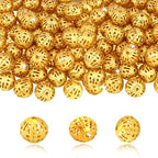 TOAOB 100pcs Gold Spacer Beads 6mm Filigree Hollow Ball Beads Round Metal Loose Beads for DIY Crafts Bracelets Necklaces Earrings Jewelry Making - color: Gold, size: 6mm