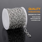 KYUNHOO 3 Meters Stainless Steel Necklace Chains for Jewelry Making Embossed Cable Links on Roll Rhombus Sunflower Shape Craft Chain with Lobster Clasps Jump Rings - color: Sunflower Silver