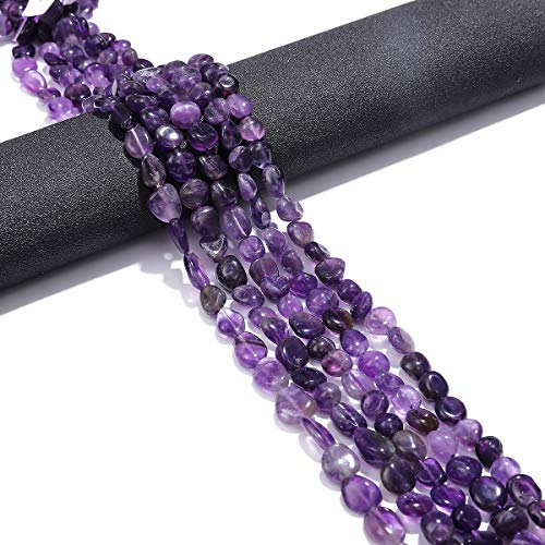 BEADIA Irregular Natural Amethyst Crystal Stone Loose Semi Gemstone Beads for Jewelry Making 7-10mm 38cm - color: Amethyst, size: 7-10mm 38cm