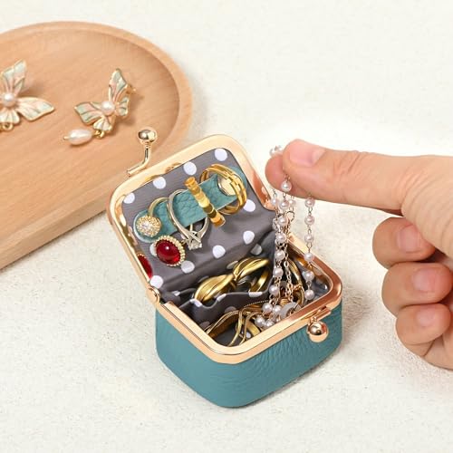Zivyes Mini Jewelry Box Travel Small Coin Purse Organizer Case Genuine Leather Tiny Size (sky blue) - color: sky blue
