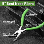 Bent Nose Pliers for Jewelry Making, 5 Inch Bent Chain Nose Pliers with Serrated Jaws - style: Bent Nose Pliers