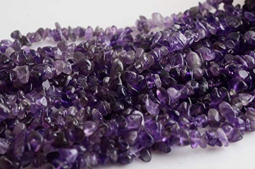 Natural Chip Stone Beads Amethyst 5-8mm About 400 Pieces Irregular Gemstones Healing Crystal Loose Rocks Bead Hole Drilled DIY for Bracelet Jewelry Making Crafting (5-8mm, Amethyst) - color: Amethyst