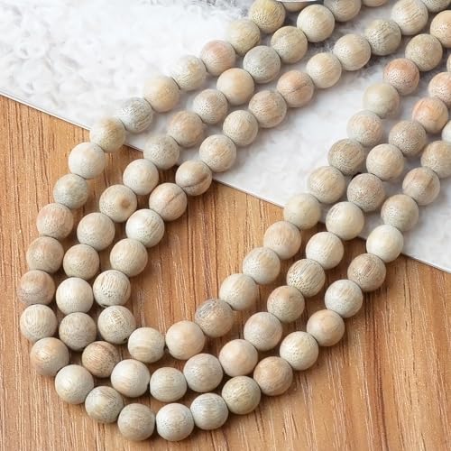 8mm Massive Beads Natural Wooden Round Loose Beads Jewelry Making with Thread 200 PCS(Camphor Wood, 8mm) - color: Camphor Wood, size: 8mm