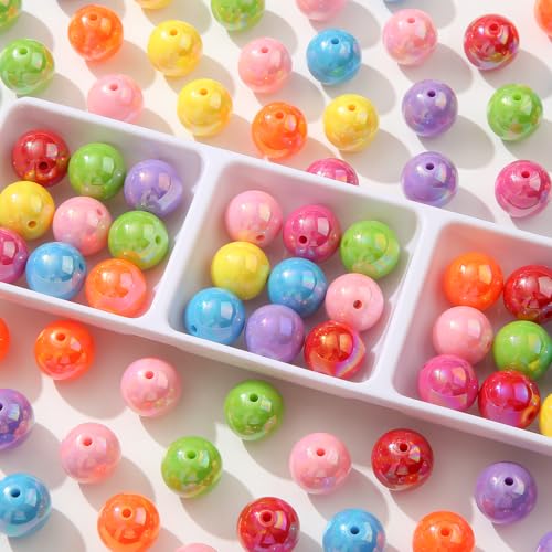20mm Ab Rainbow Acrylic Beads 180pcs Chunk Bubblegum Bead Color Beadable Pen Ball Beads for Pen Bag Jewelry Making Necklace Bracelets(Rainbow ab) - color: rainbow color