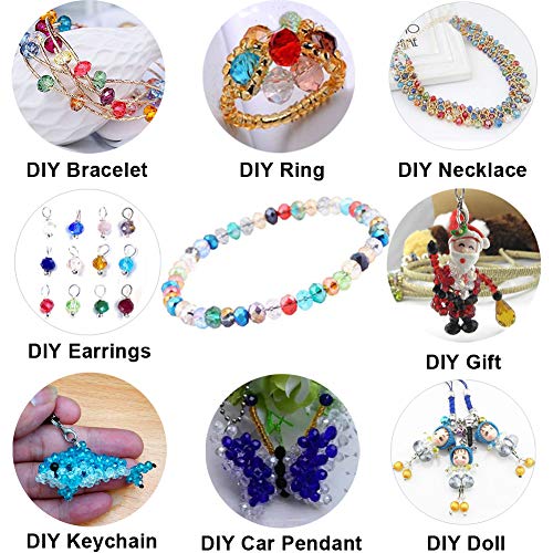 1200Pcs Faceted Rondelle Beads, Messar 6mm Crystal Glass Beads AB Color Plated Bicone Faceted Glass Beads for Bracelet Necklace Jewelry Making Set DIY Craft Projects (24 Mixed Colors)