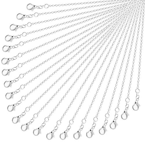 Necklace Chain Bulk for Jewelry Making, Cridoz 36 Pack Jewelry Chain Silver Plated Necklace Chains for Jewelry Making, 1.2 mm (24 Inches) - size: 24 Inches