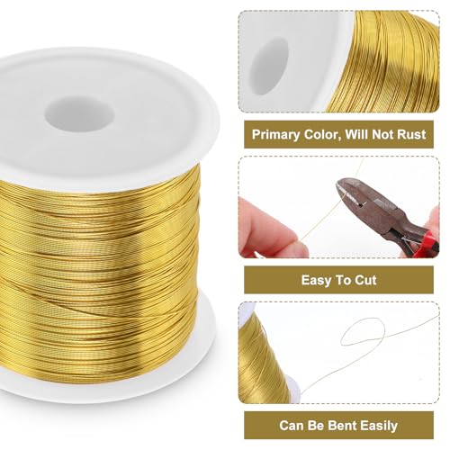 328 Feet Jewelry Making Wire, 28 Gauge Wire for Jewelry Making,0.3mm Dead Soft Round Gold Filled Brass Wire for Jewelry Making, Wire Wrapping and Crafting (Gold) - color: Gold