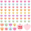 Augshy 64 Pcs Valentine Heart Charms Conversation Heart Resin Charms Conversation Heart Beads Flat Heart Pendant for Valentine's Day DIY Craft Bracelet Necklace Jewelry Making - style: Valentine Style