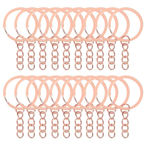 50Pcs Keychain Key Ring with Chain Bulk Split Key Chain,1.1 Inch Key Chains Parts with Open Jump Ring Connector for Jewelry Making Crafts (Rose Gold) - color: 50Pcs Rose Gold