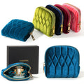 Small Travel Jewelry Case, Mini Travel Jewelry Bag with Zipper, 5-Layer Velvet Organizer Pouch for Bracelet Rings Earrings - Diamond Stitched Velvet Teal Blue - color: TealBlue