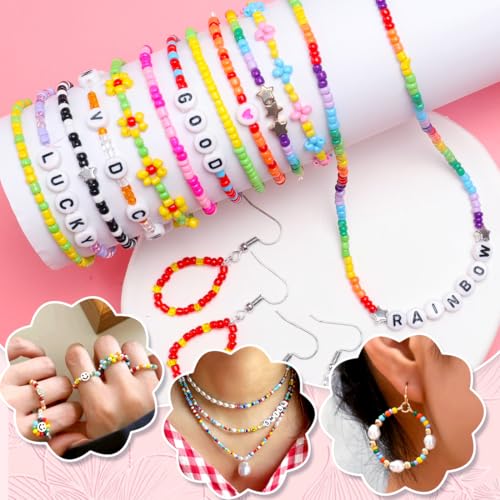 IOOLEEM Pink Seed Beads, 4000+ pcs 3mm Glass Beads for Jewelry Making & Bracelets Making - color: Pink, size: 3mm / 4000pcs