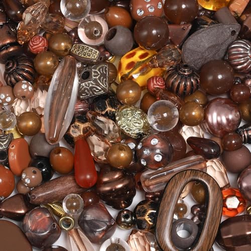 7.5 OZ Assorted Vintage Acrylic Beads for Jewelry Making, Song Xi Unique Flower Rose Czech Beads for Bracelet Earrings, Bohemia Style, Bulk, DIY Holiday Gift (240-260 PCS, Deep Coffee) - color: Deep Coffee