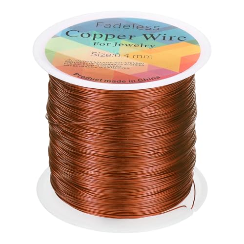 HARFINGTON Wire 328ft Length 26 Gauge Copper Craft Jewelry Wrapping Wire Tarnish Resistant Beading for Jewelry Making Supplies Crafting, Coffee - color: Coffee