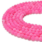 6mm Pink Froasted Agate Round Natural Gematone Loose Beads for Jewelry Making DIY 1 Strand 15" - color: Pink Froasted Agate, size: 6mm