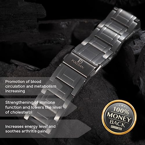 POLLDAN® 3X Power Magnetic Bracelets For Men | 6200 Gauss Strength Mens Titanium Bracelet with Fold-Over Clasp, Adjustable Length, Gift Box, Sizing Tool | Innovative Magnets Alloy - Patent - color: Gunmetal