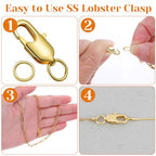 10 Pcs 18k Gold Plated Lobster Claw Clasps, with Closed Jump Rings, Jewelry Findings, Suitable for Necklace Clasps, Bracelet Closures, DIY Ideal for Beginners and Jewelry Making Enthusiasts (Golden)