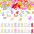150Pcs Acrylic Gummy Bear Beads Clear Fake Gummy Bear Cute Candy Animal Kandi Bracelet Beads Flat Back Cabochons for Crafts DIY Jewelry Making Supplies 10 Colors 18x12mm - color: 11 Colors