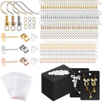 Tondiamo 2400 Pcs Earring Making Kit, Include Bright Gold, Silver and Gold Ear Hooks, 300 Earrings Cards Anti Sensitive Earring Making Tool with Jump Rings and OPP Bags for Repair(Black Card) - color: Black Card