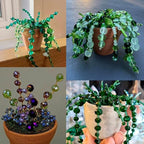 1189pcs Glass Bead Plant Kit, Green Beads with Pot for Plant Making, Nature Crystal Faceted and Bugle Beads Bulk Kit for Craft DIY Charms Wind Chimes