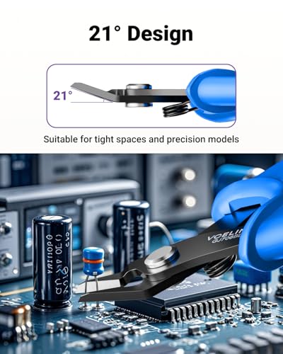 VCELINK Small Wire Cutter Spring-loaded GJ706BL, Precision Flush Cutter Pliers Diagonal Cutters for Electronics, Jewelry Making, Model Craft and 3D Printer, 5-Inch - color: Blue