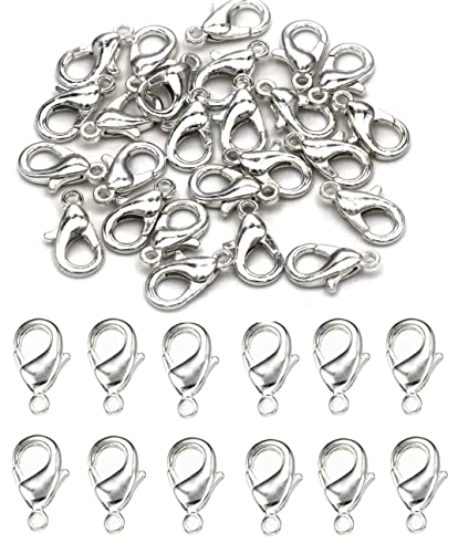 MSCFTFB 300 Pieces Mini Lobster Clasps Metal Lobster Claw Clips Fastener Hooks for Bracelet Necklace Choker Jewelry Making Findings DIY Keychain Bag Phone Dangle Charms (6x12mm,Rhodium) - color: Whitk