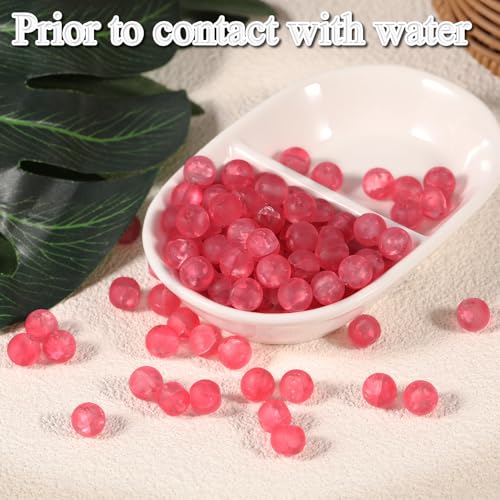 100Pcs Glass Beads 10mm Round Moon Frosted Cracked Water-Activated Transparent Glazed Beads, Ideal for DIY Bracelets Necklaces Phone Charms Craft Supplies (Rose) - color: Rose