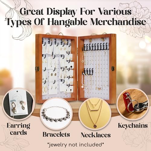 Tapeera Folding Peg Board Display Stand For Vendors 40 Hooks Included - Jewelry Display For Craft Show - Tabletop Pegboard Earring Display For Vendor Event - Bracelet Display Rack For Selling Keychain