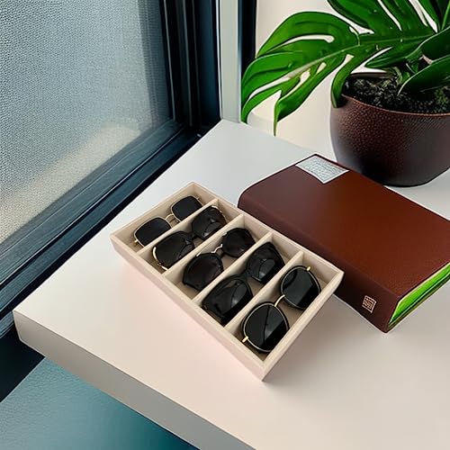Luxurious 5 Grid Beige Velvet Eyewear Storage Sunglasses Jewelry Tray Organizer Soft Protection Drawer Divider Store Display - color: B5