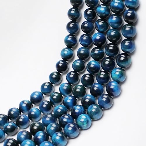 MJDCB Stone Beads 6mm 60pcs Round Sky Blue Tiger's Eye Loose Gemstone Bead Charms for Jewelry Making Bracelet Necklace Earring Pendant - color: Sky Blue Tiger's Eye, size: 6mm